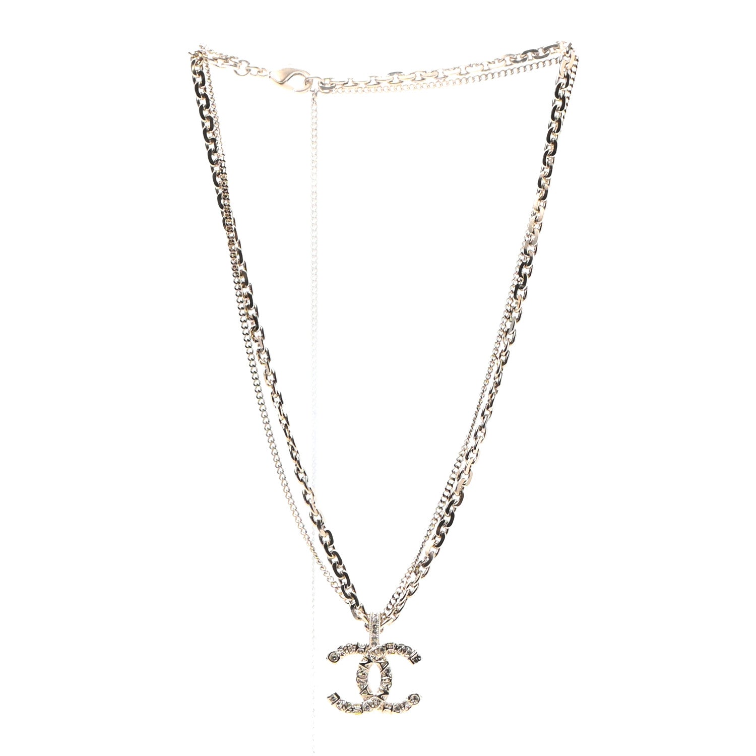 Chanel Crystal CC Multi Strand Chain Necklace Gold 3 of 5