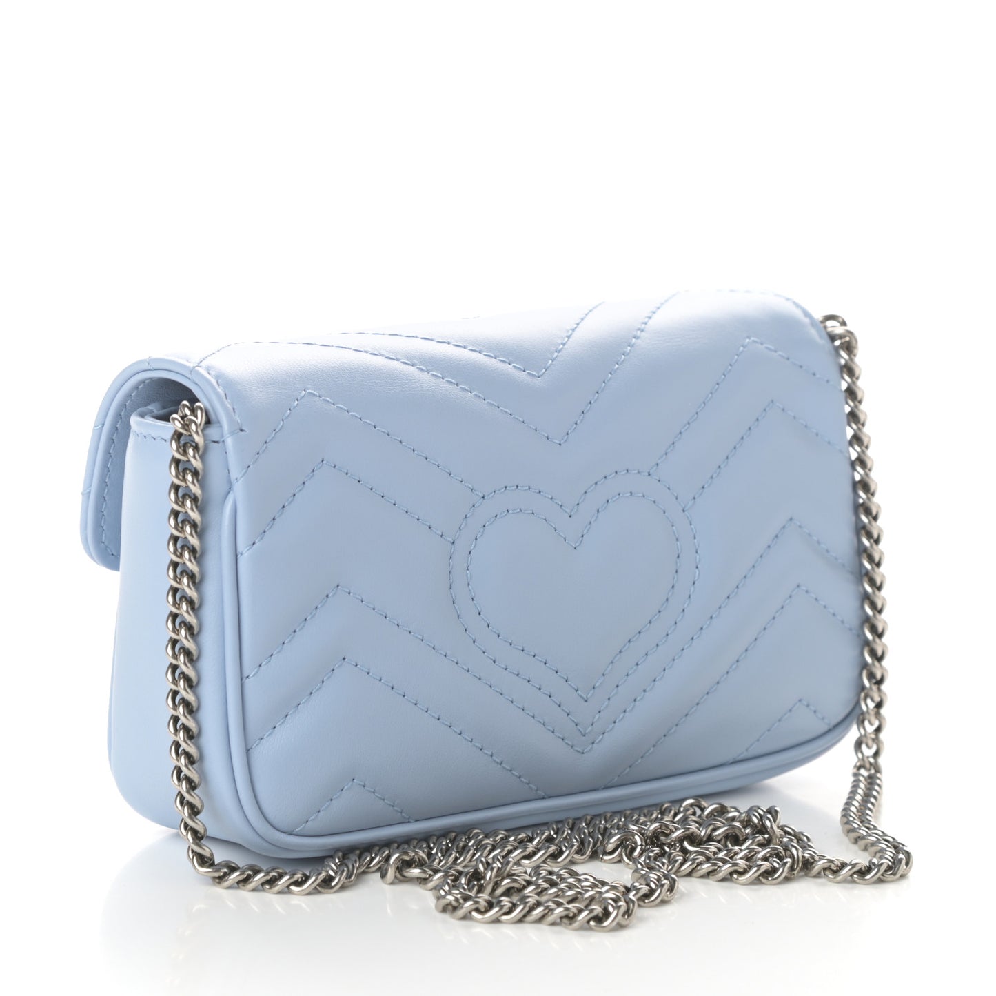 Calfskin Matelasse Super Mini GG Marmont Shoulder Bag Porcelain Light Blue