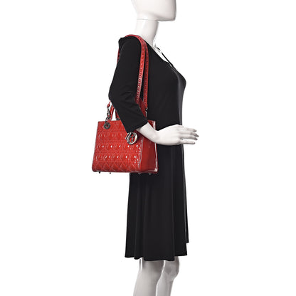Christian Dior Patent Cannage Whipstitch Medium Lady Dior Red 2 of 28