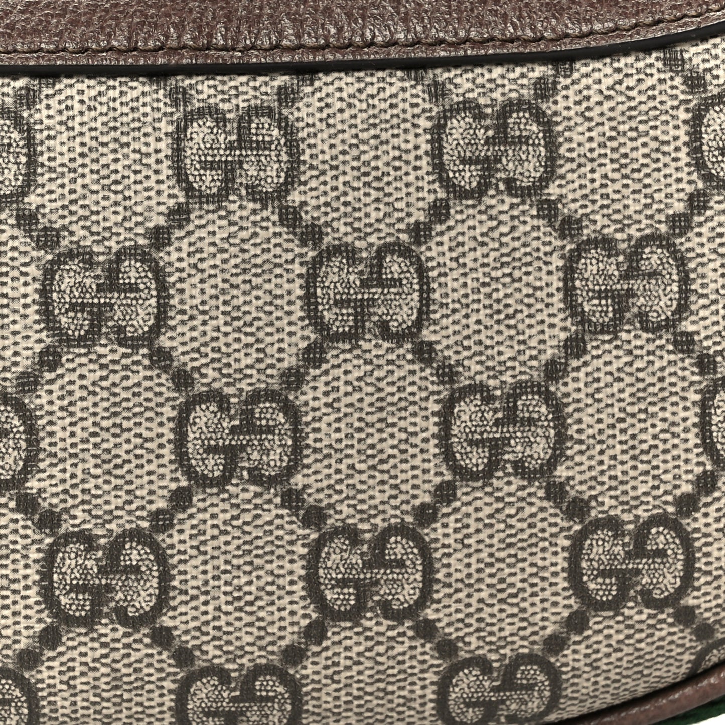 GG Supreme Monogram Textured Calfskin Web Mini Ophidia Half Moon Hobo Beige Ebony New Acero