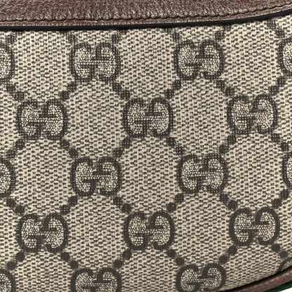 Gucci GG Supreme Monogram Textured Calfskin Web Mini Ophidia Half Moon Hobo Beige Ebony New Acero 8 of 10