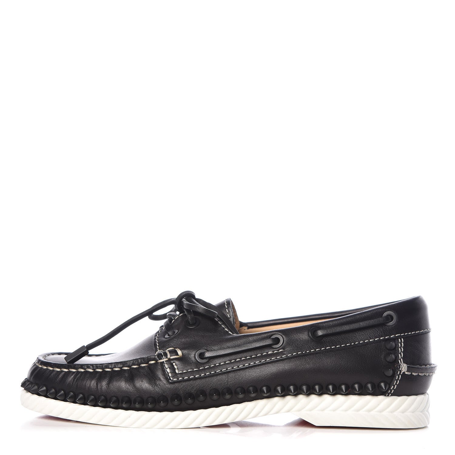 Christian Louboutin Calfskin Mens Steckel Spikes Boat Shoe 39 Black 1 of 11