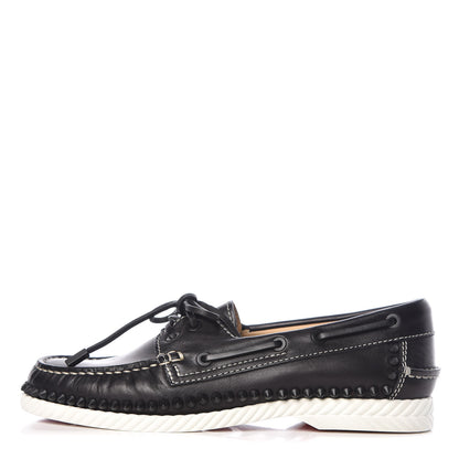 Christian Louboutin Calfskin Mens Steckel Spikes Boat Shoe 39 Black 1 of 11