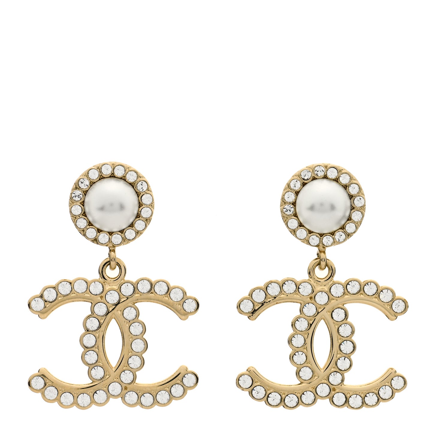 Crystal Pearl Bow-tiful CC Drop Earrings Gold