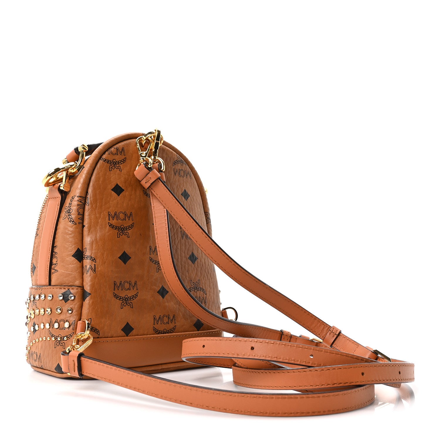 MCM Vistetos Crystal X-Mini Patricia Backpack Cognac 2 of 8