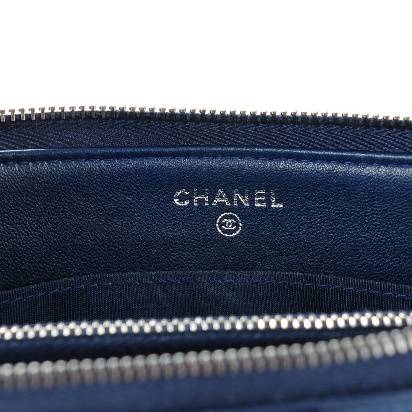 Lambskin Quilted Small Zipped Boy Clutch Navy