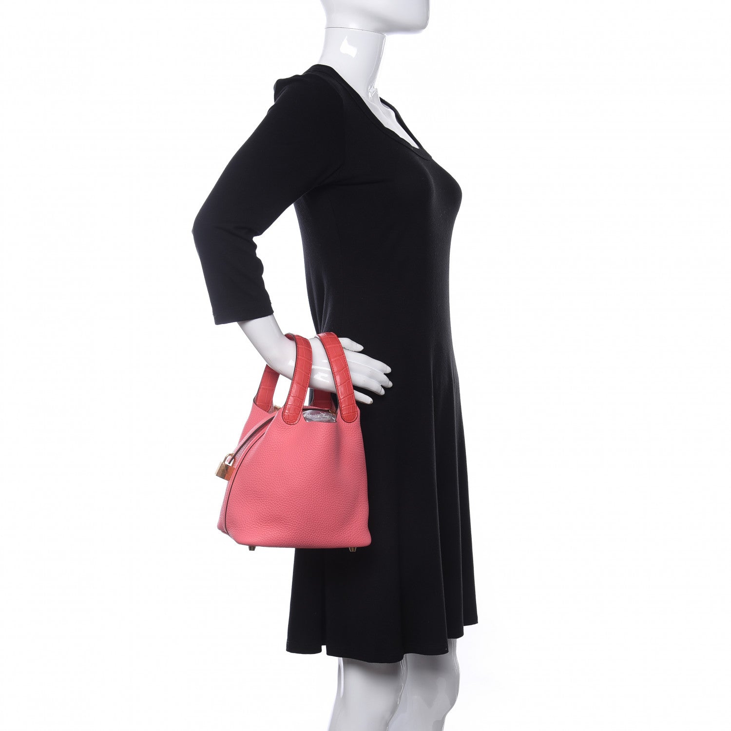 Hermes Taurillon Clemence Matte Alligator Picotin Lock Touch 18 PM Rose Azalee 2 of 11