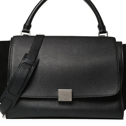 Celine Drummed Calfskin Suede Medium Trapeze Black 7 of 14