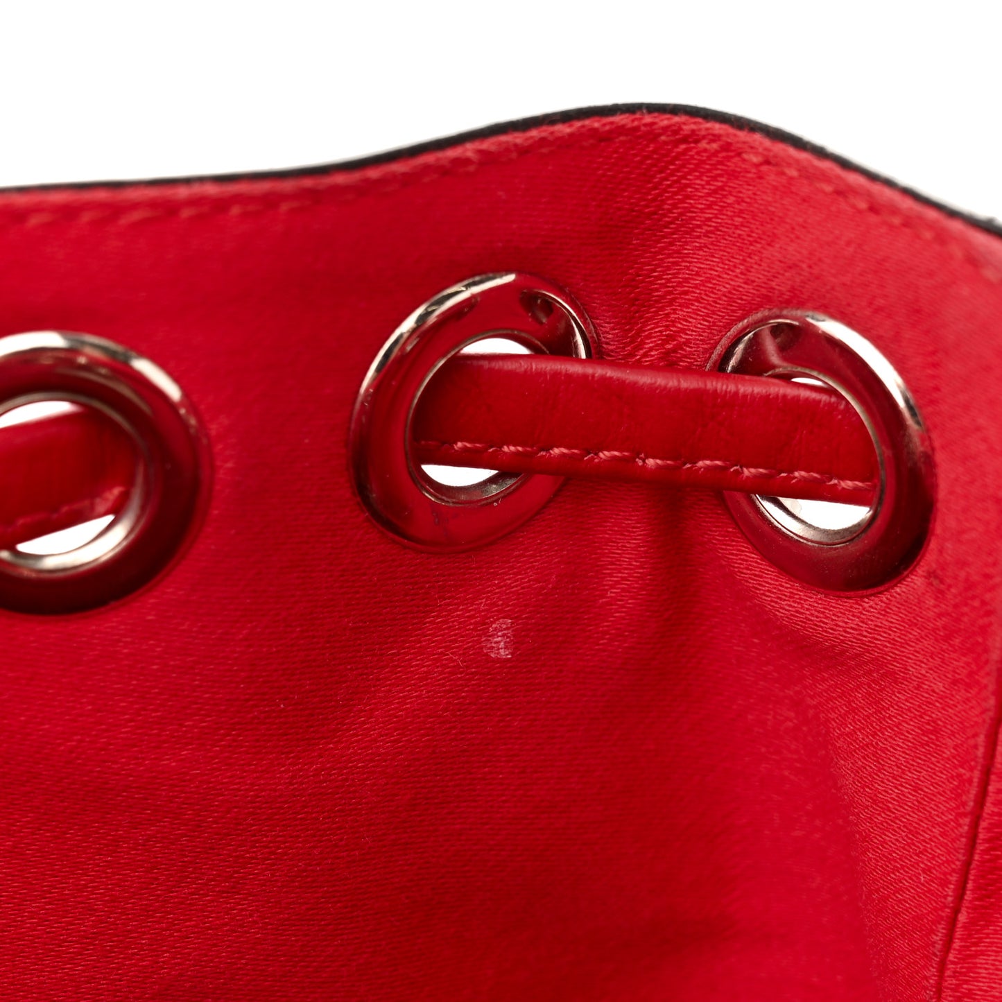 Suede Calfskin Fringe Marie Jane Bucket Red