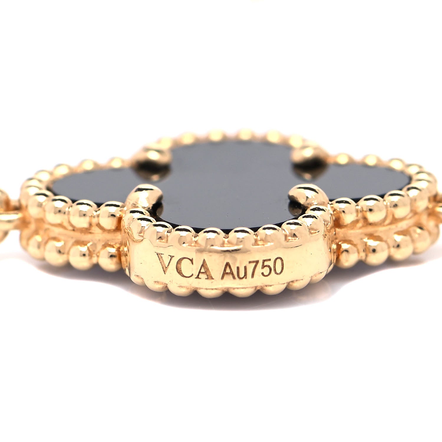 Van Cleef & Arpels 18K Yellow Gold Black Onyx 5 Motifs Vintage Alhambra Bracelet 5 of 7