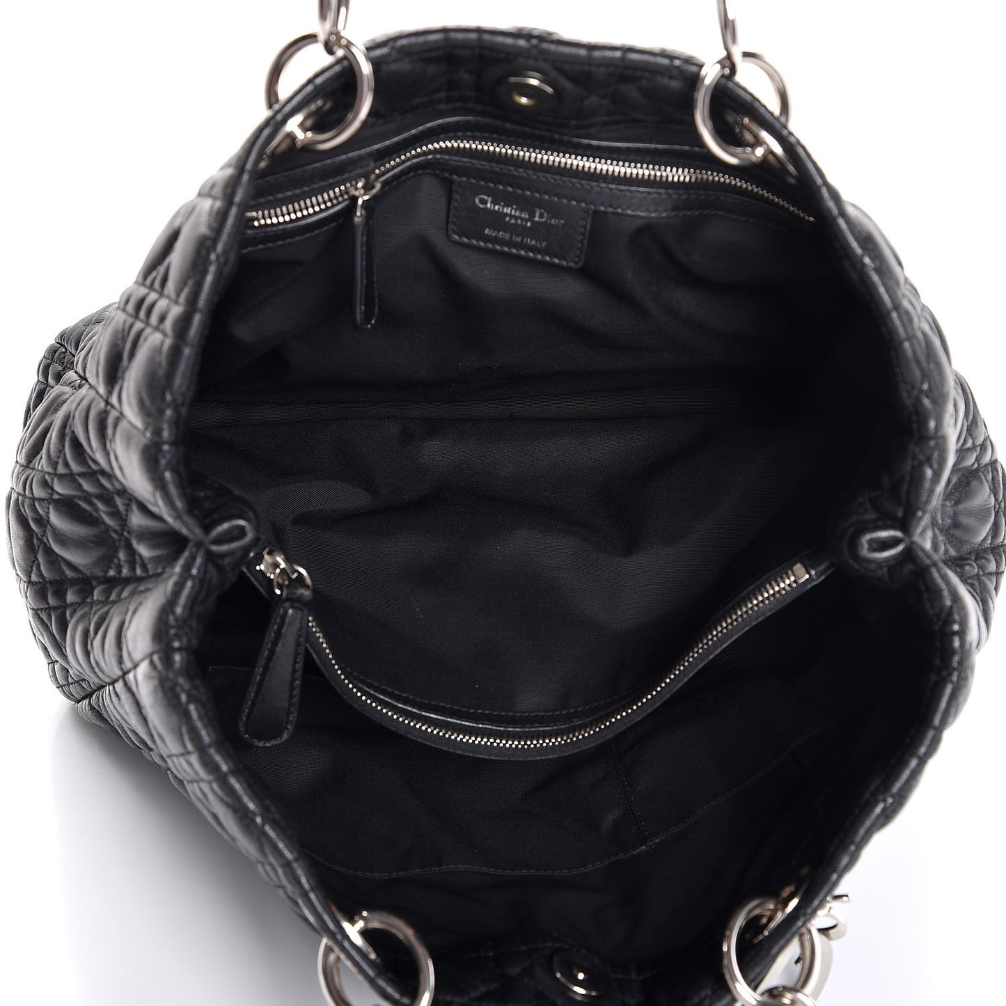 Lambskin Cannage Large Dior Soft Shopping Tote Black