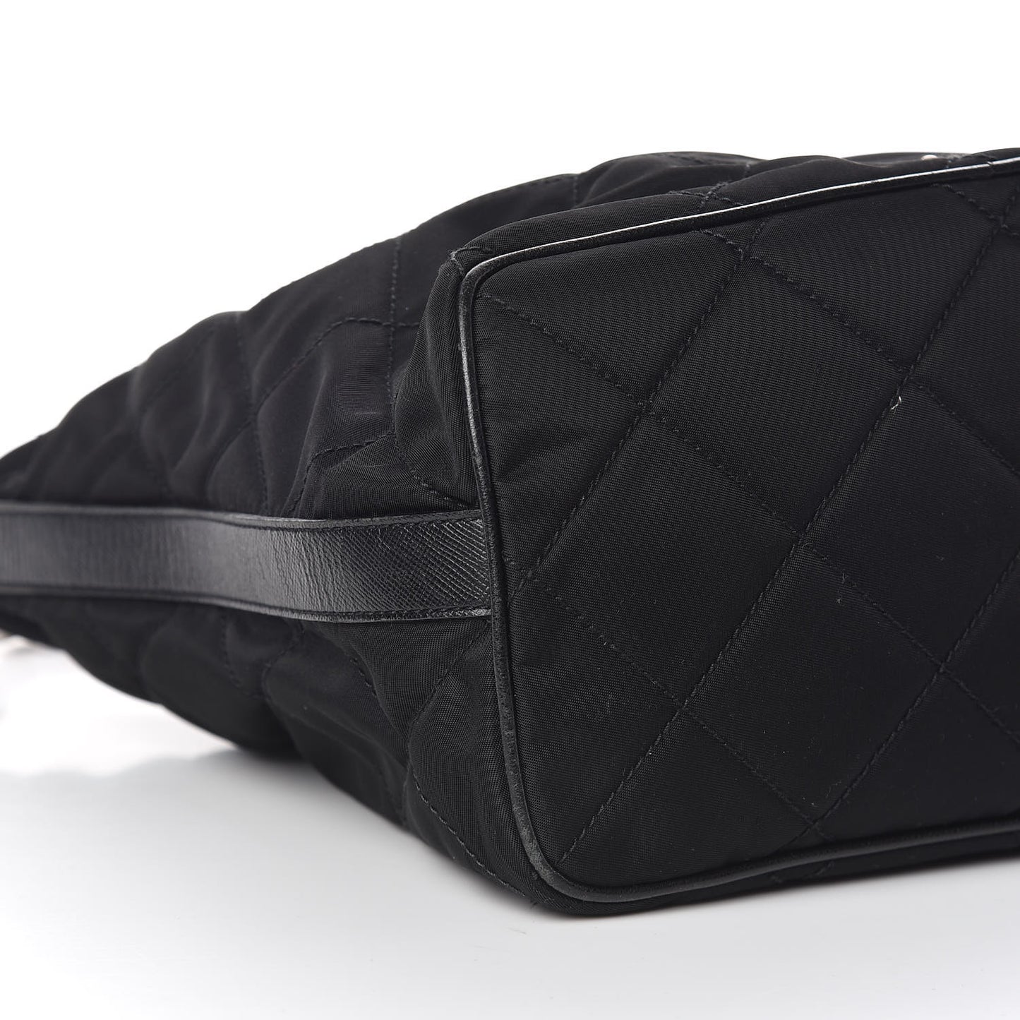 Nylon Tessuto Impuntu Quilted Shoulder Bag Black