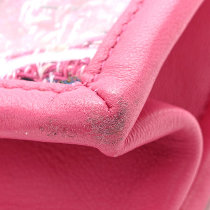 Chanel Tweed PVC Lambskin Clutch With Chain Pink 10 of 11