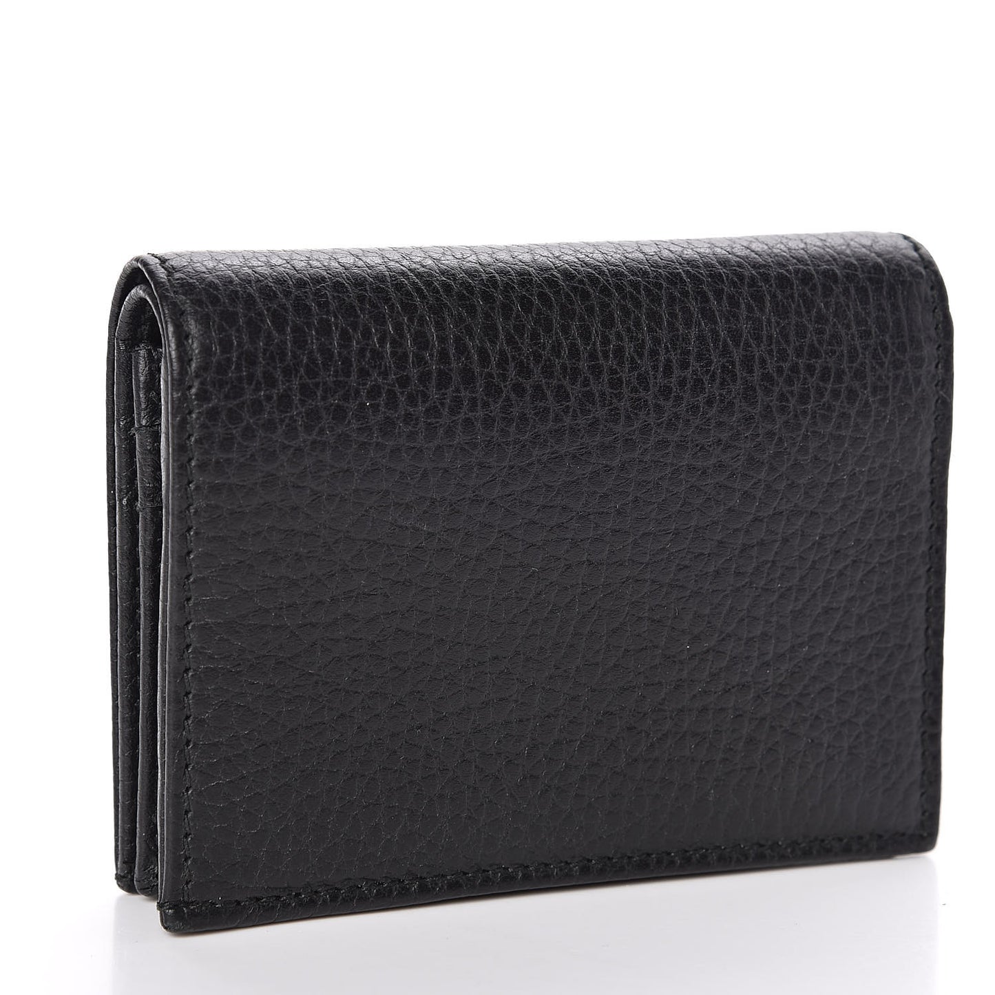 Pebbled Calfskin GG Marmont Card Case Black