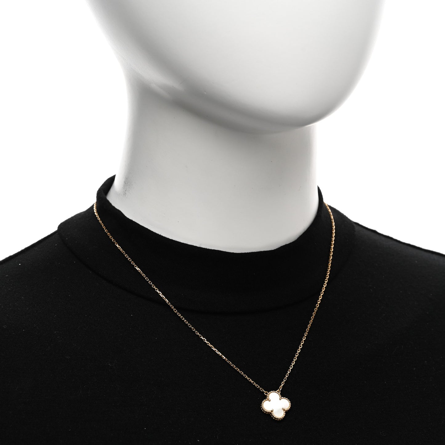 18K Yellow Gold Mother of Pearl Vintage Alhambra Pendant Necklace