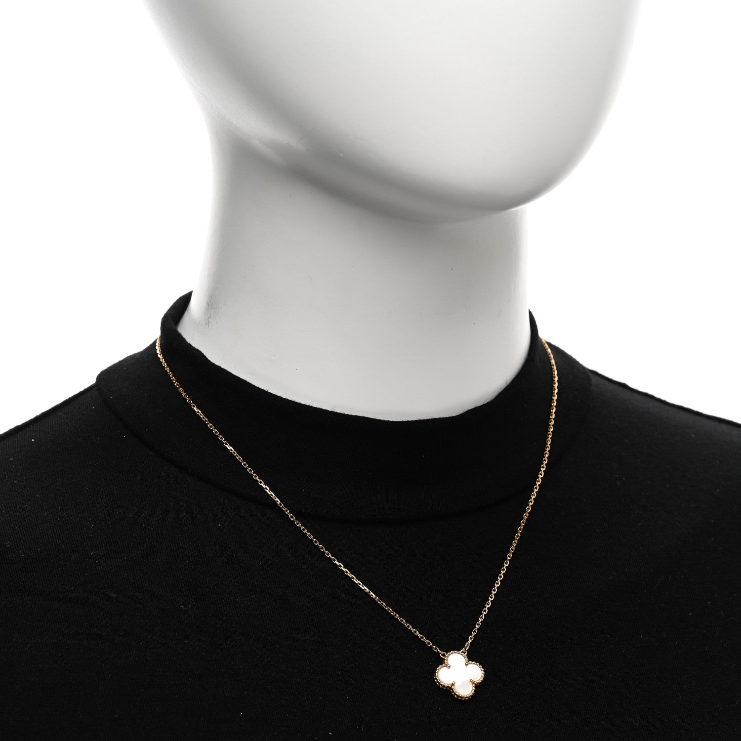 Van Cleef & Arpels 18K Yellow Gold Mother of Pearl Vintage Alhambra Pendant Necklace 2 of 5