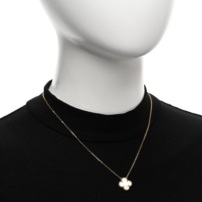 Van Cleef & Arpels 18K Yellow Gold Mother of Pearl Vintage Alhambra Pendant Necklace 2 of 5