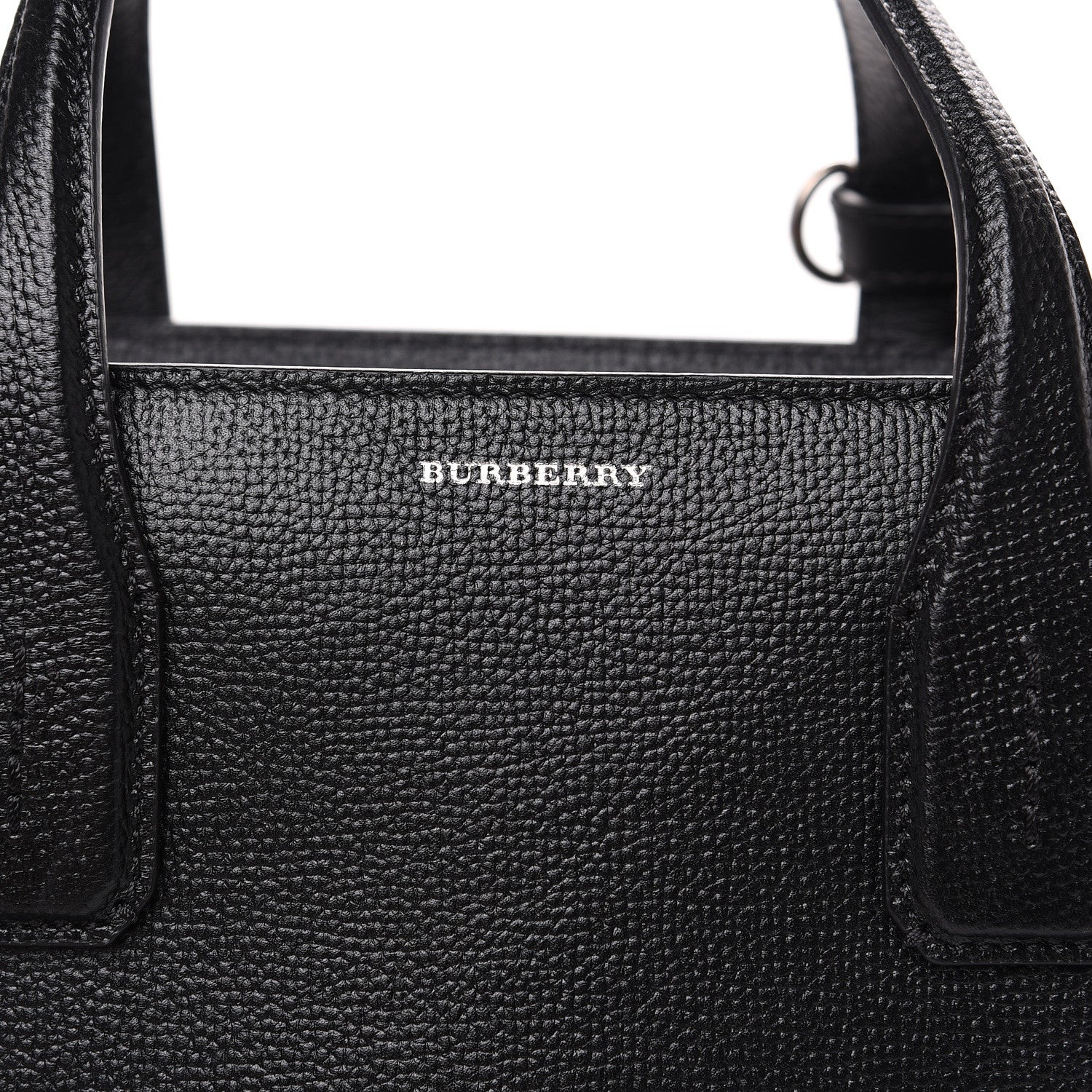 Burberry Grainy Calfskin House Check Medium Banner Tote Black 7 of 10