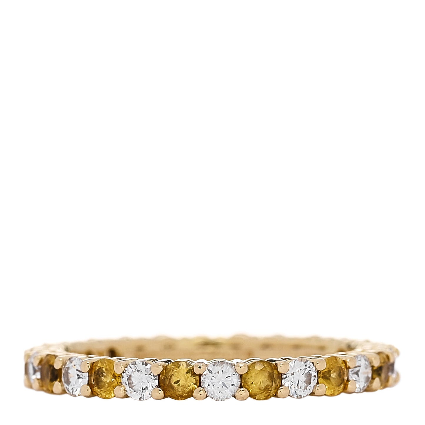 18K Yellow Gold Diamond Yellow Sapphire Eternity Band Ring 49 4.75