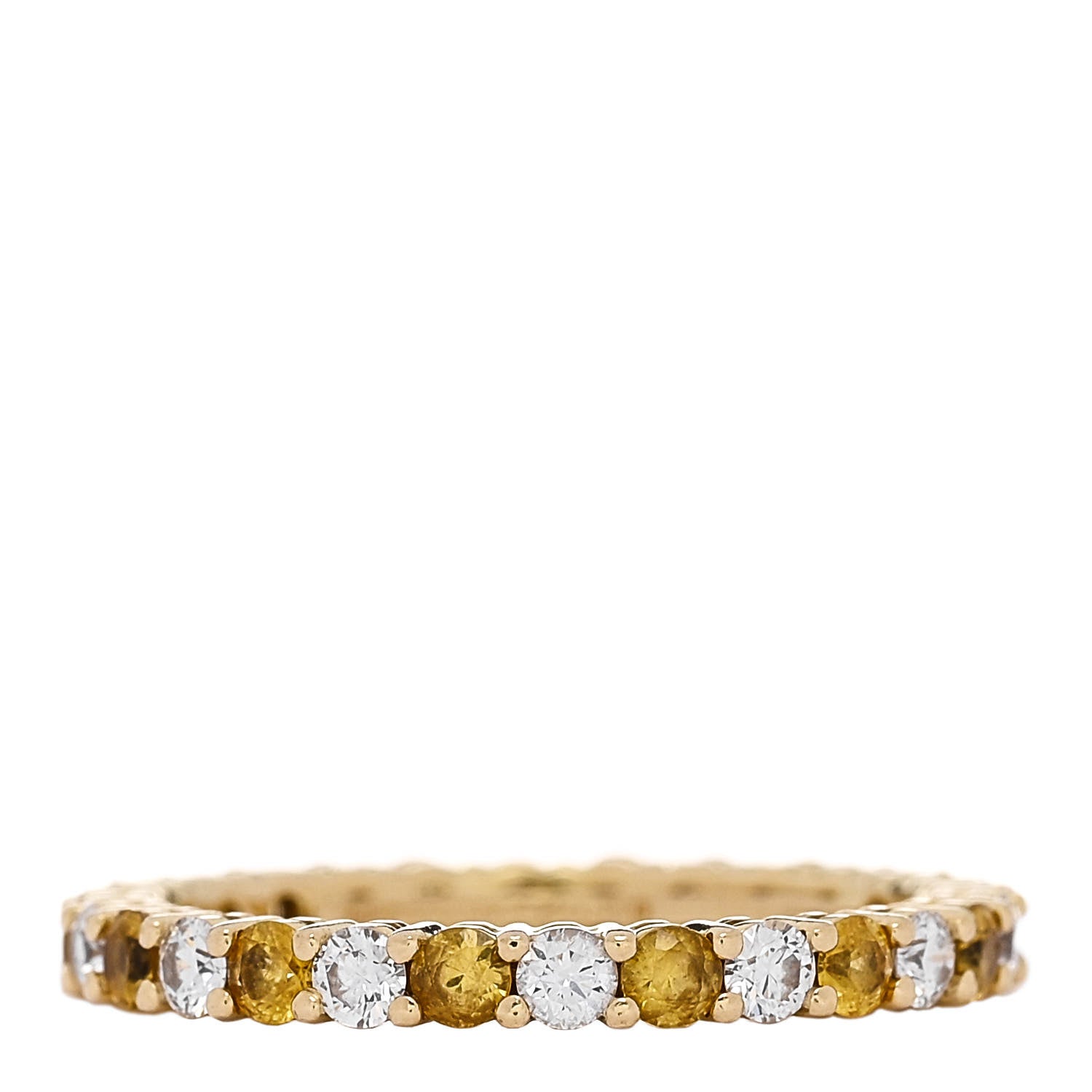 Tiffany 18K Yellow Gold Diamond Yellow Sapphire Eternity Band Ring 49 4.75 1 of 5