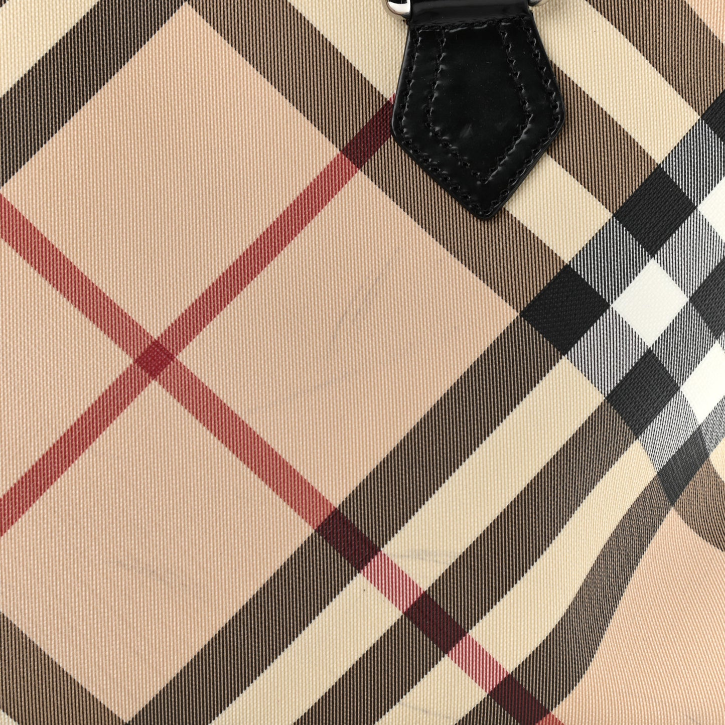 Nova Check Patent Trim Shopper Tote Black