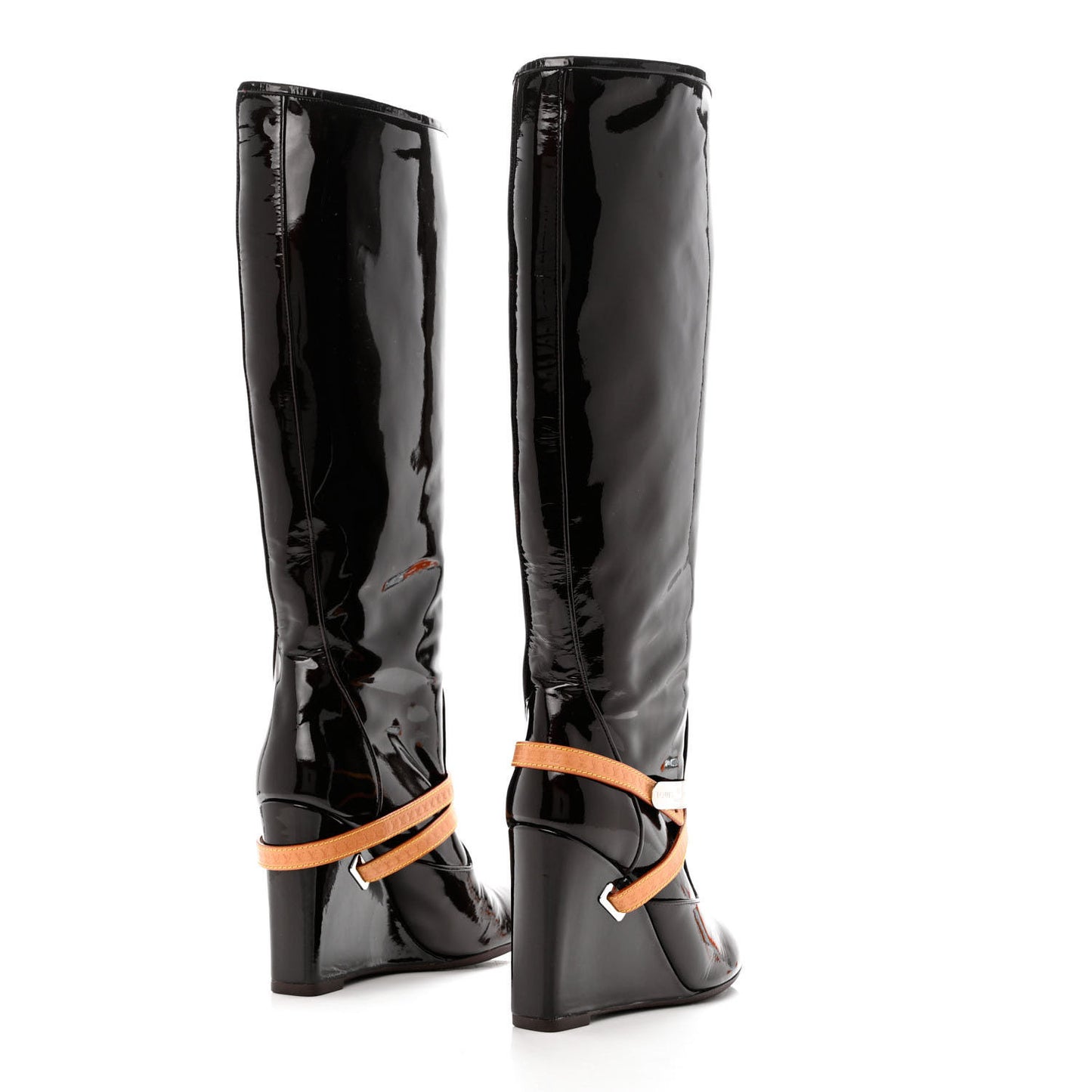 Patent Calfskin Tall Boots 38 Amarante