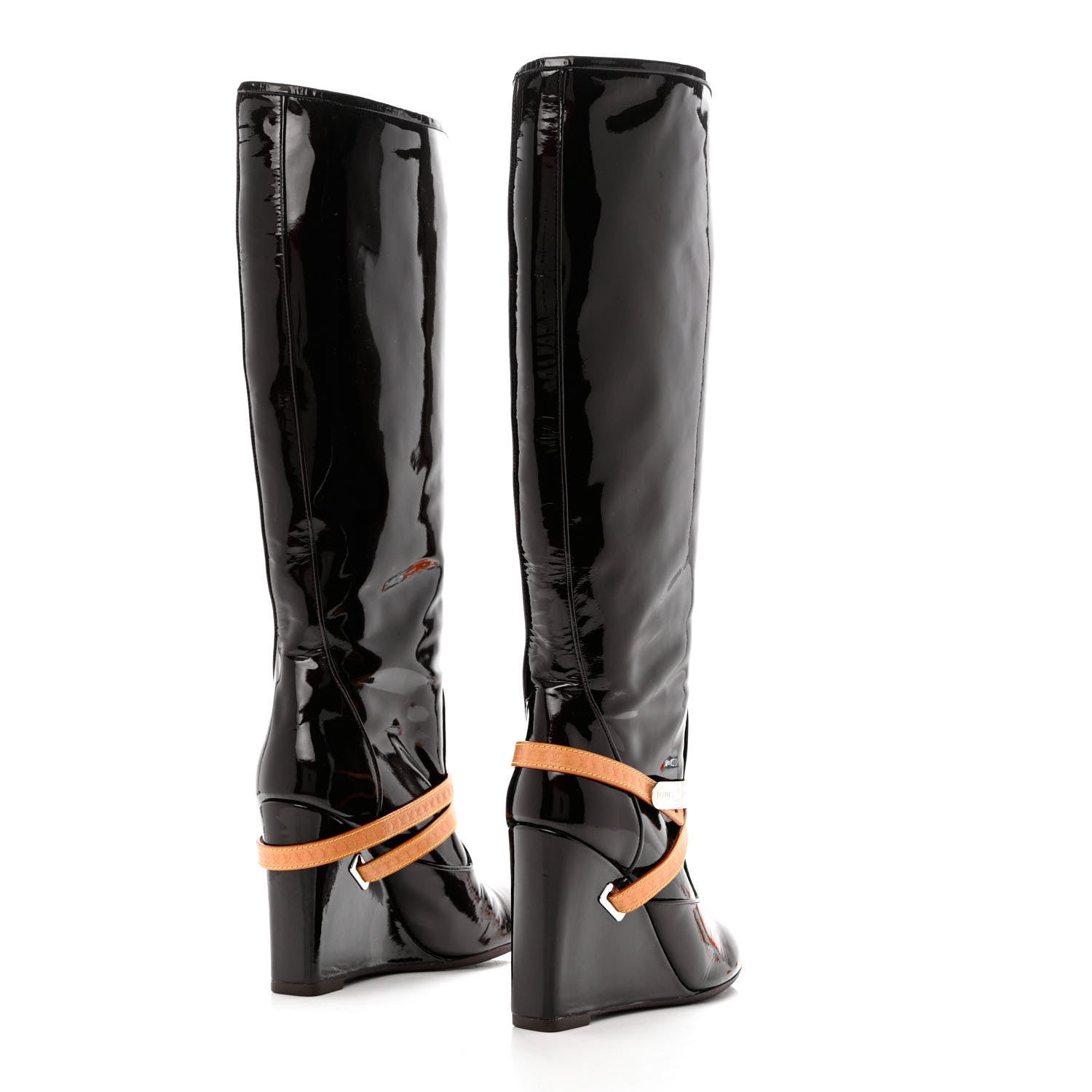 Louis Vuitton Patent Calfskin Tall Boots 38 Amarante 4 of 10