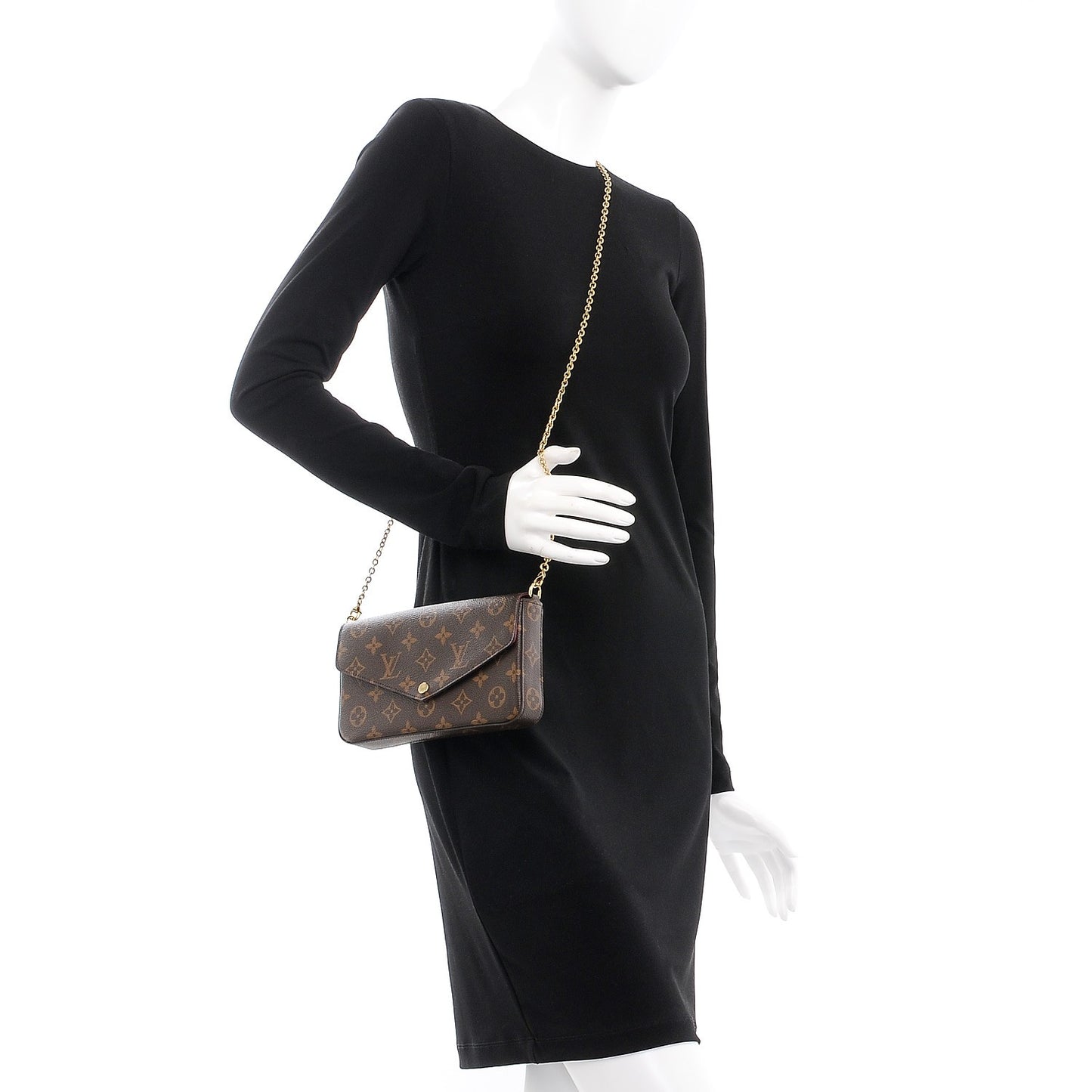 Monogram Pochette Felicie Chain Wallet Fuchsia