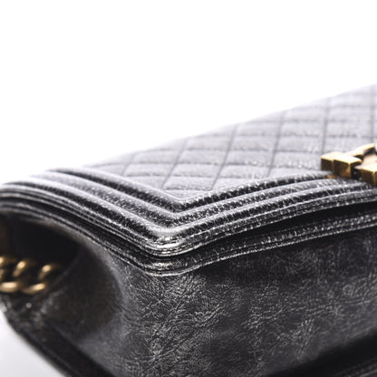 Chanel Cracked Metallic Calfskin Quilted Medium Boy Flap Dark Silver 7 of 16