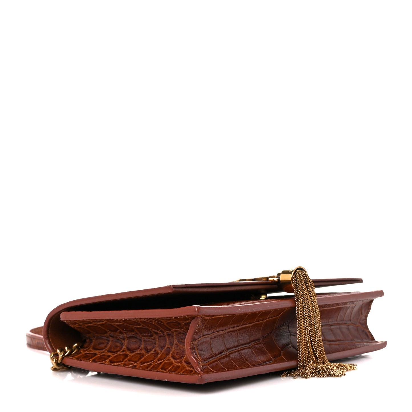 Calfskin Crocodile Embossed Kate Monogram Tassel Chain Wallet Cuoio Tampona
