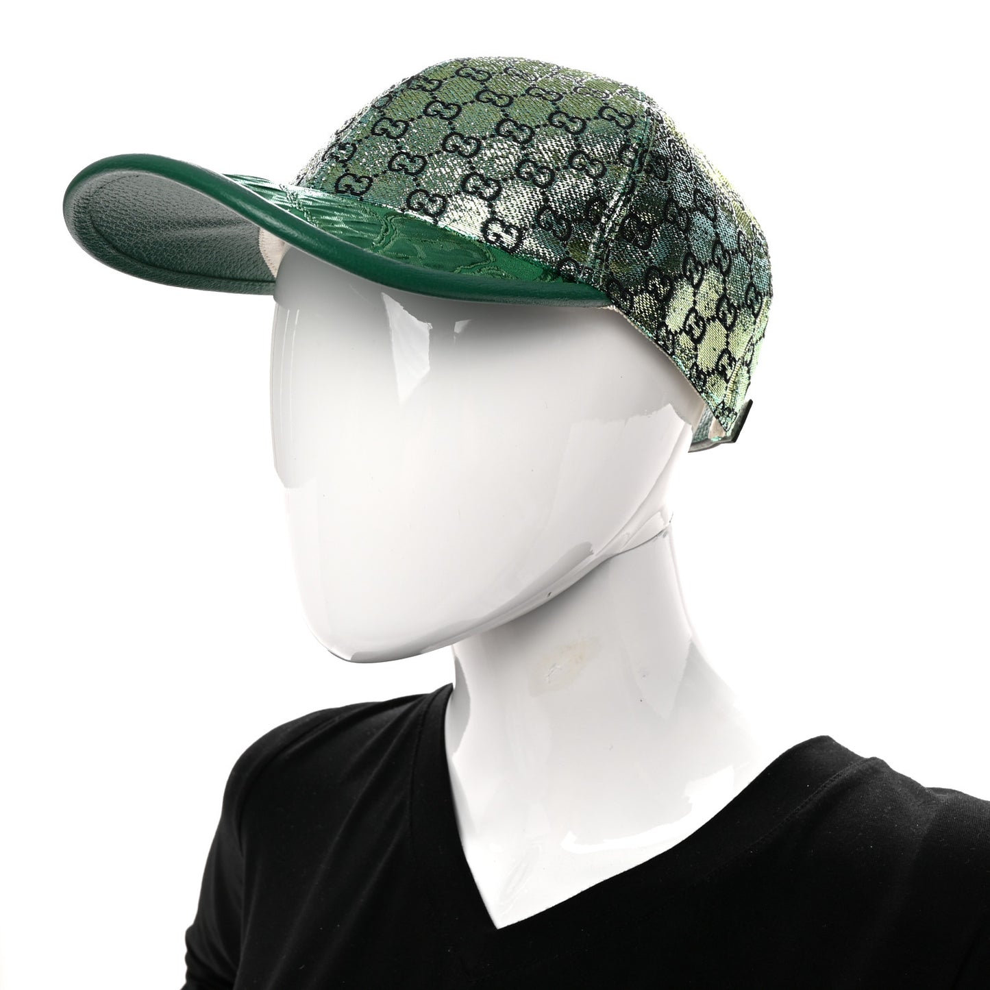 Silk Blend Jacquard Monogram Santa Barbara Baseball Hat XL Green Black Radiant
