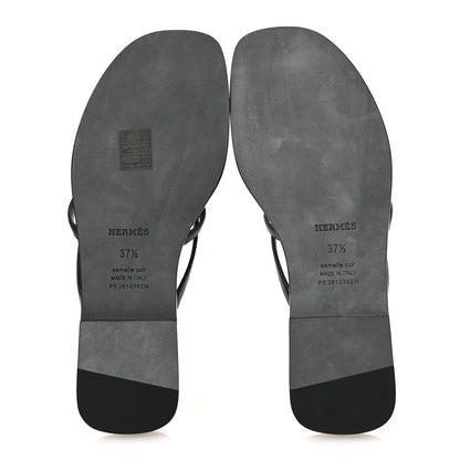 Hermes Calfskin Miss Sandals 37.5 Black 7 of 10