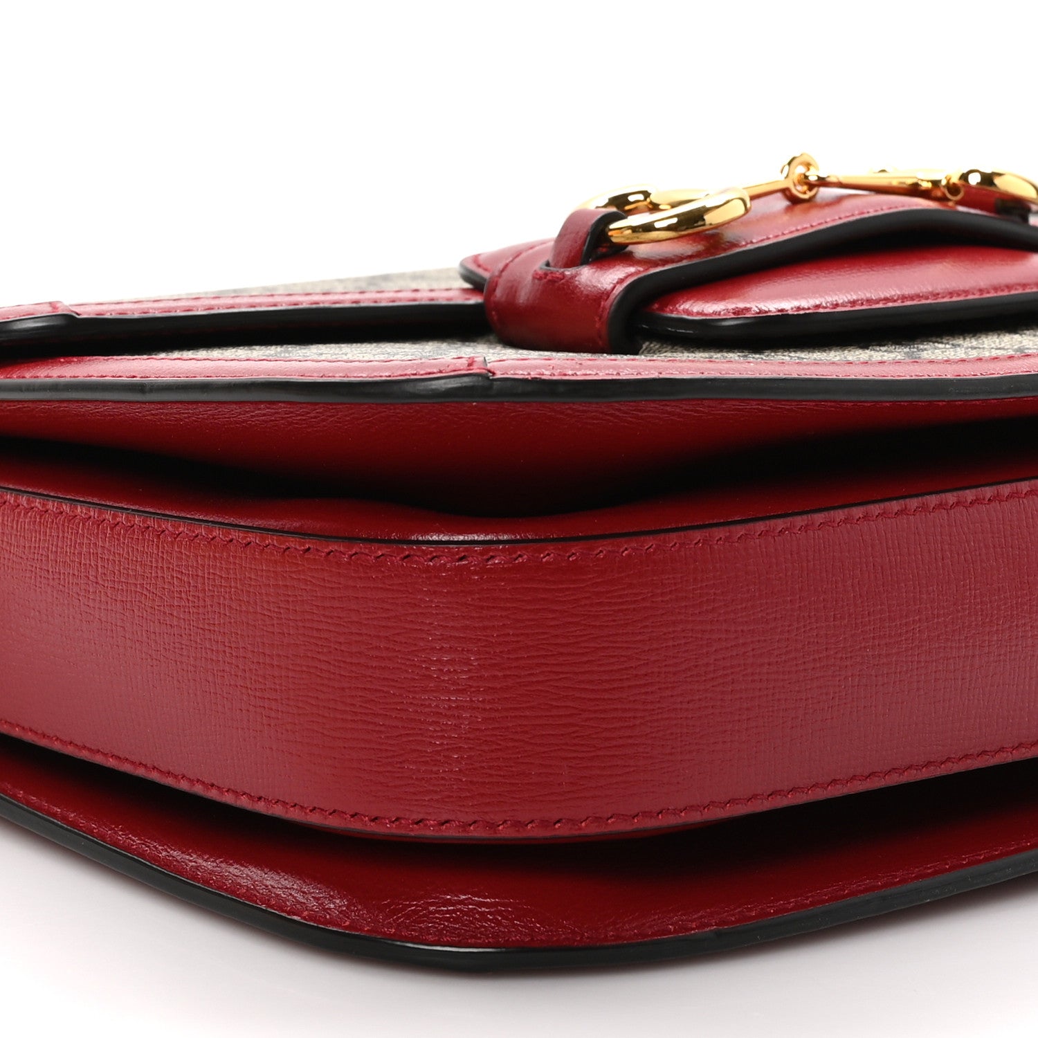 Gucci GG Supreme Monogram Azalea Calfskin Horsebit 1955 Shoulder Bag Beige Ebony New Cherry Red 11 of 13