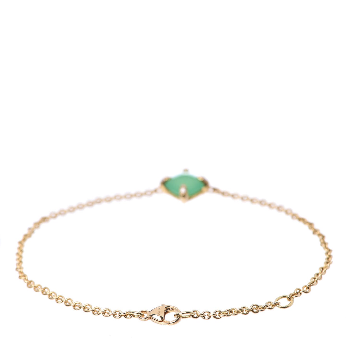 18K Yellow Gold Diamond Chrysoprase 8mm Chatelaine Bracelet