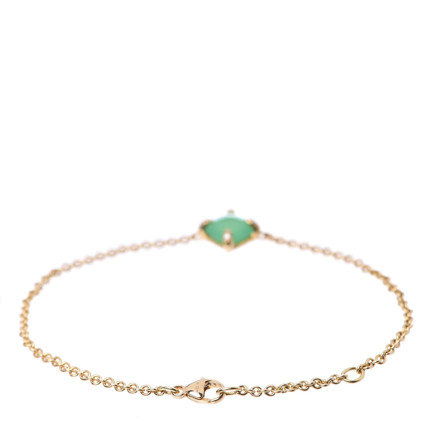 David Yurman 18K Yellow Gold Diamond Chrysoprase 8mm Chatelaine Bracelet 3 of 5