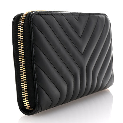 Saint Laurent Calfskin Y Quilted Joan Zip Around Wallet Black 3 of 7