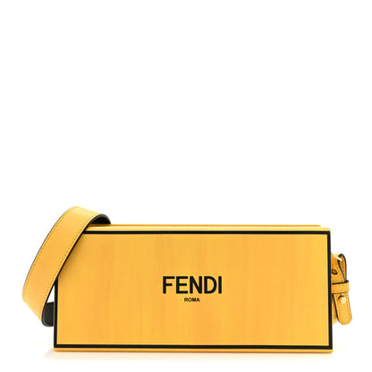 Fendi Vitello Fluffy Logo Horizontal Box Crossbody Bag Yellow Box Black 1 of 13