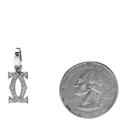 Cartier 18K White Gold Diamond Logo Charm 2 of 5