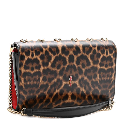 Christian Louboutin Patent Leopard Print Spikes Loubinthesky Paloma Clutch 3 of 10