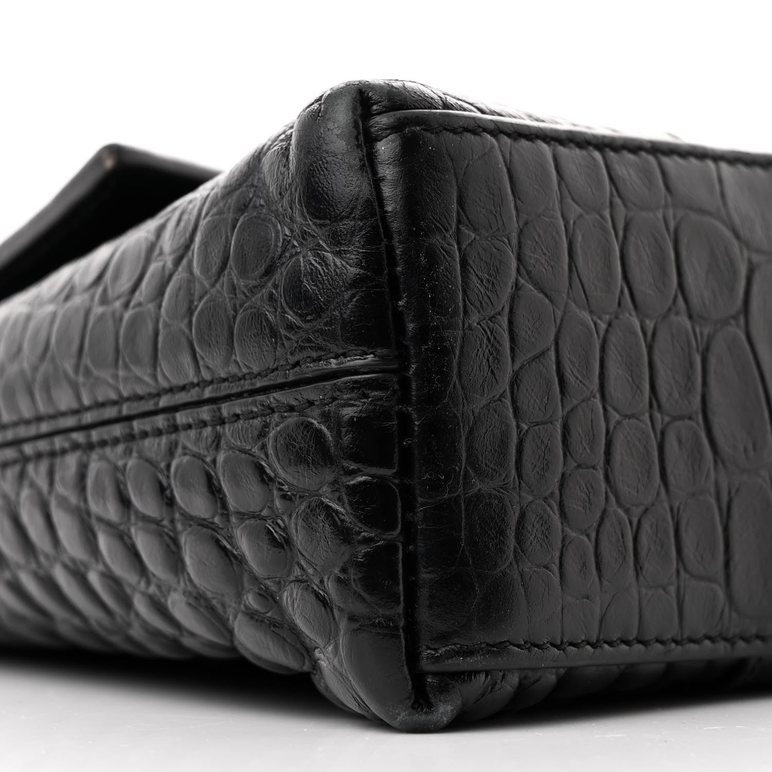 Balenciaga Extra Supple Calfskin Crocodile Embossed Monochrome XS Downtown Shoulder Bag Black 10 of 12