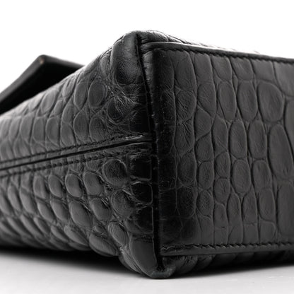 Balenciaga Extra Supple Calfskin Crocodile Embossed Monochrome XS Downtown Shoulder Bag Black 10 of 12