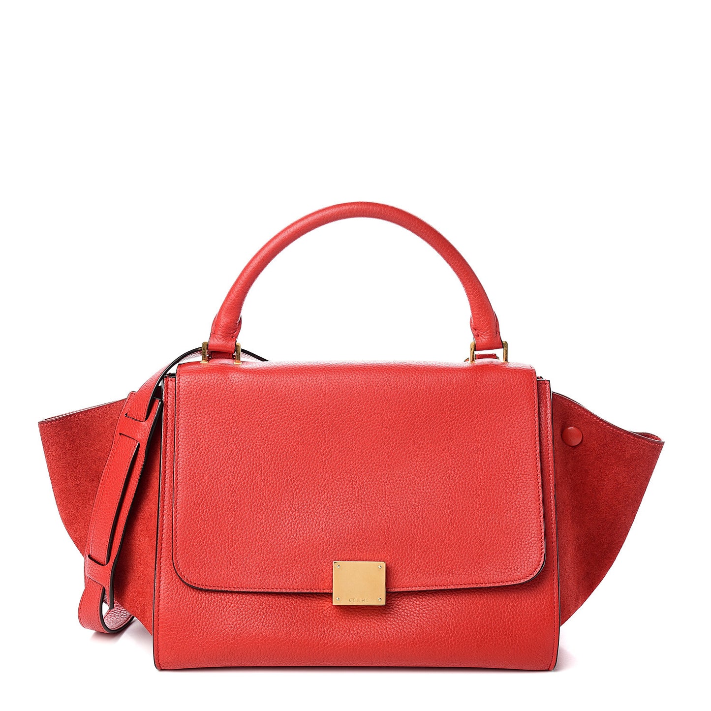 Drummed Calfskin Suede Small Trapeze Coquelicot