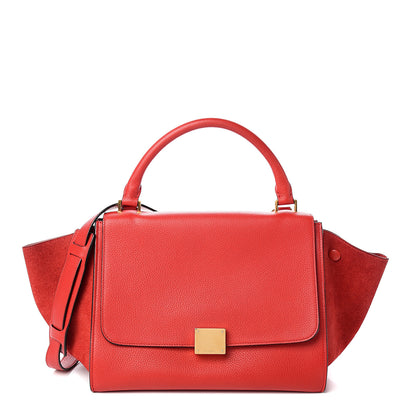 Celine Drummed Calfskin Suede Small Trapeze Coquelicot 1 of 9
