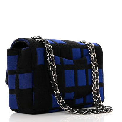 Chanel Jersey Quilted Medium Single Flap Blue Black 2 of 10