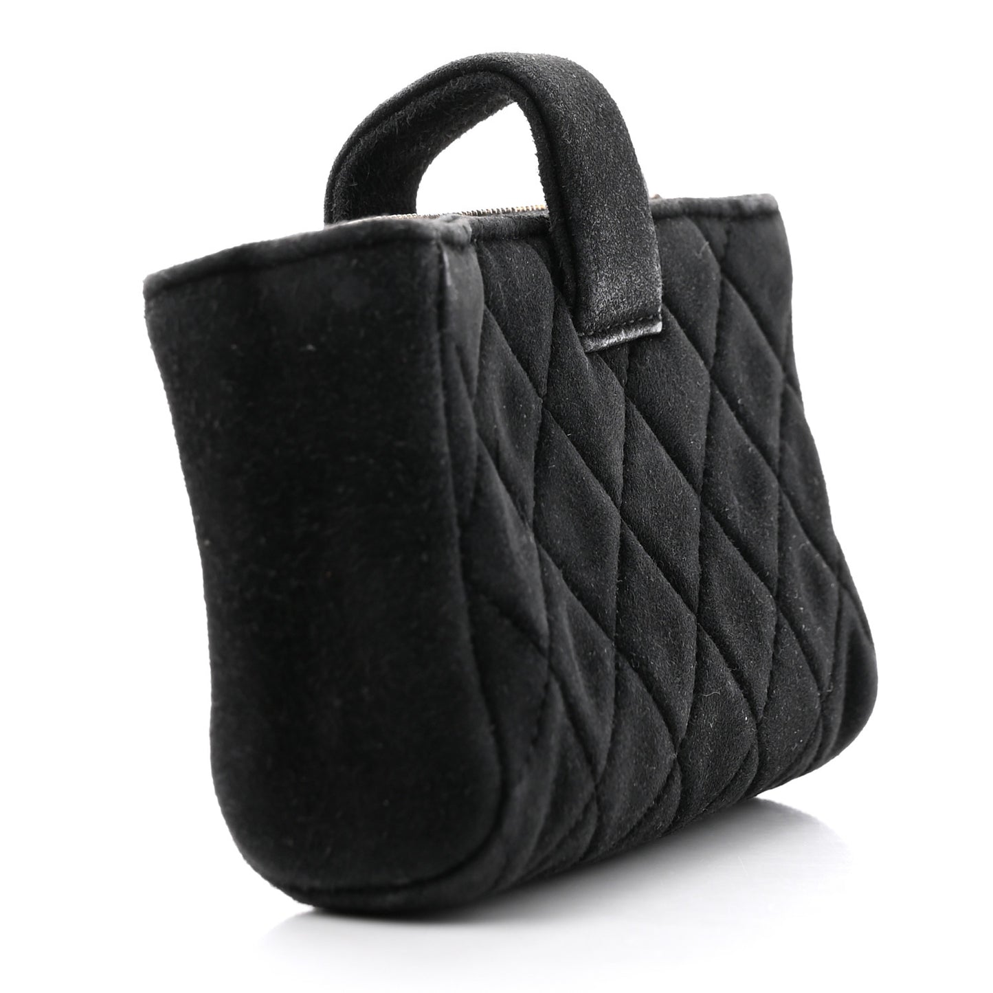 Suede Quilted Mini Phone Holder Clutch Black