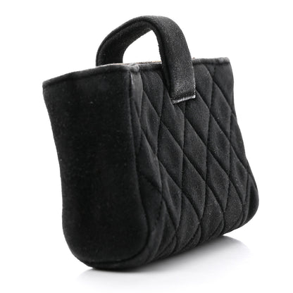 Chanel Suede Quilted Mini Phone Holder Clutch Black 3 of 15