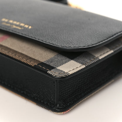 Burberry Grained Calfskin House Check Tartan Mix Hampshire Wallet On Chain Black 9 of 9