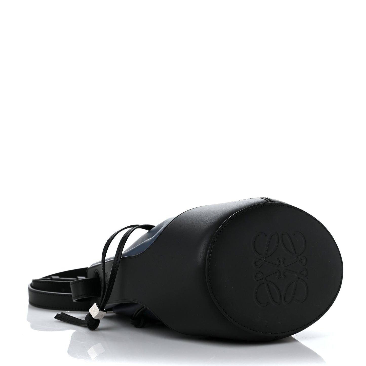 Calfskin Small Balloon Bucket Bag Indigo Dye Black