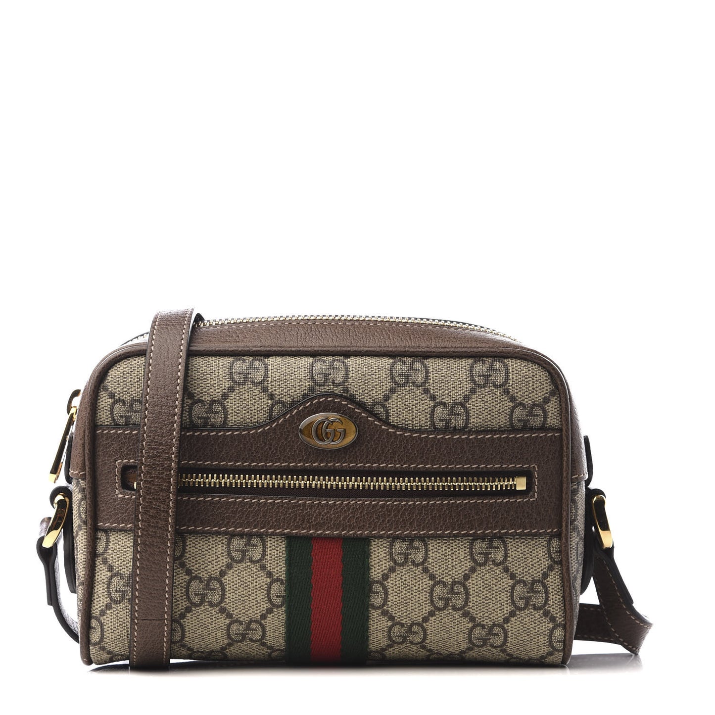 GG Supreme Monogram Web Mini Ophidia Shoulder Bag Brown
