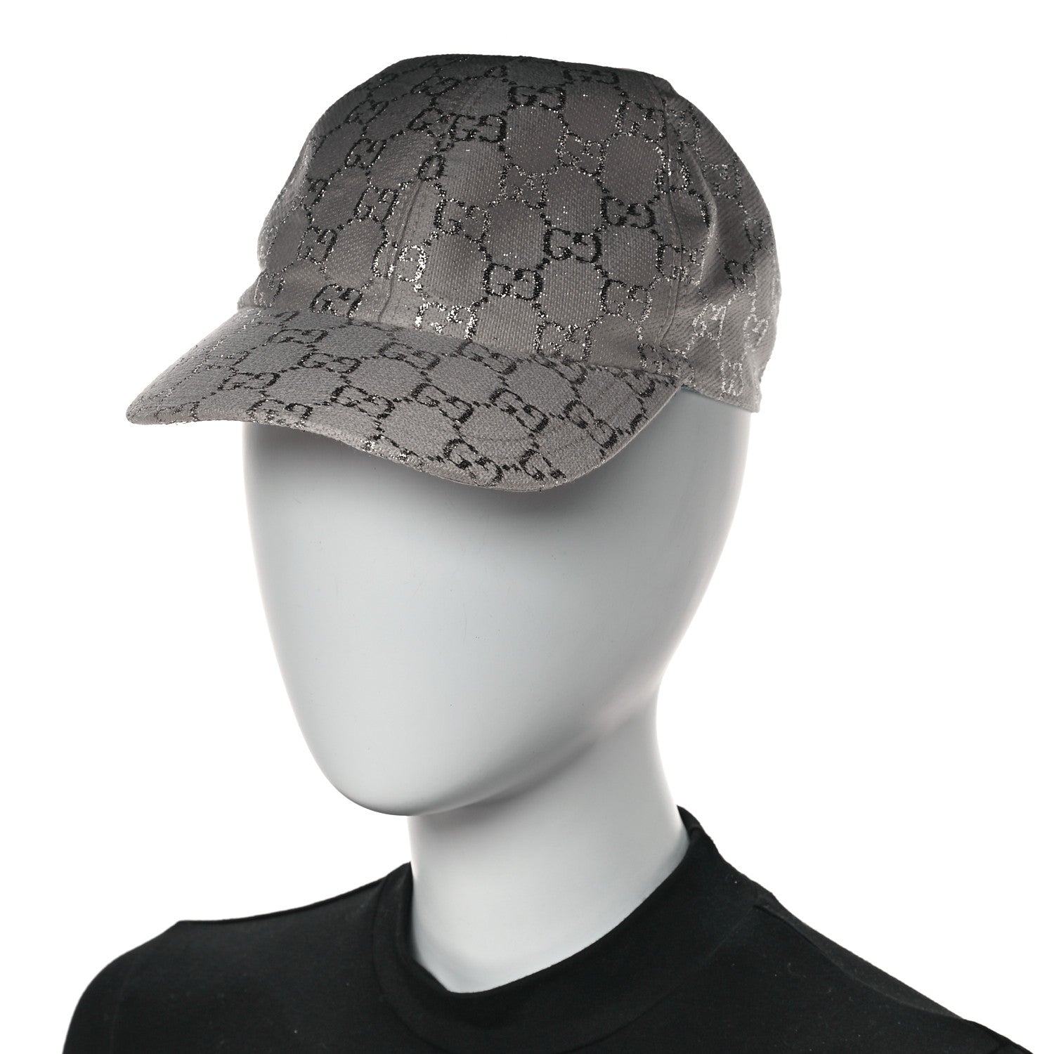 Gucci Canvas Lame GG Monogram Rush Baseball Hat M Gardenia Silver 2 of 8